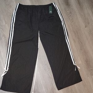 🆕Wild Fable Black Striped Parachute Joggers w Bottom Slit Sides/Bow Accent